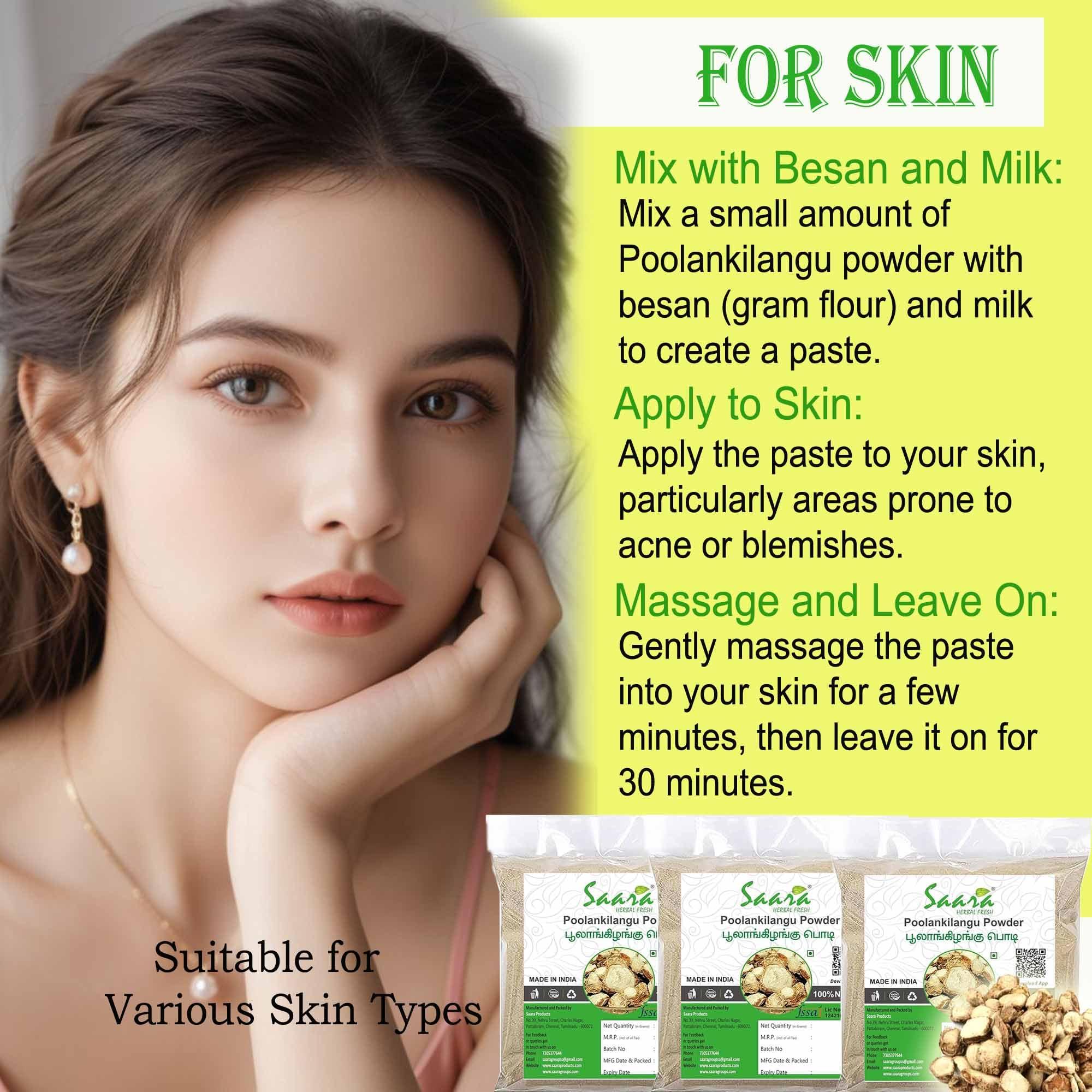 SAARA Saara HERBAL FRESH Poolankilangu Powder,200g, White Turmeric, Kachur, Kichili Kilangu Powder for Skin Care, 200g (Pack of 2 X 100g)