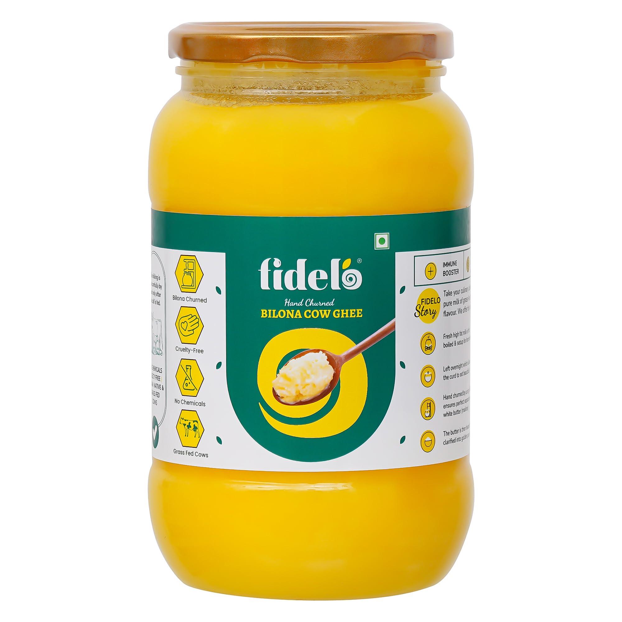 Fidelo Fidelo Bilona cow ghee| 1 litre| 100% pure & natural|chemical free | direct manufacturer | vedic bilona method|curd churned|small batch|sustainable packaging|