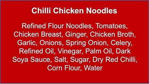Yu Foodlabs Yu Foodlabs Cup Noodles - Chilli Chicken Spicy Non Veg Ramen Noodles - Pack of 3 - No Preservatives - Instant Food - 100% Natural - Ready to Eat Saucy Instant Noodles - 675 grams