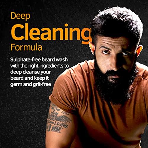 Ustraa Ustraa Beard Wash Woody - 100 ml - Sulphate-free Beard Wash | Thick Foam, No Post-wash Dryness, Cleansed & Smooth Beard | Beard Shampoo for Germ-Free Beard