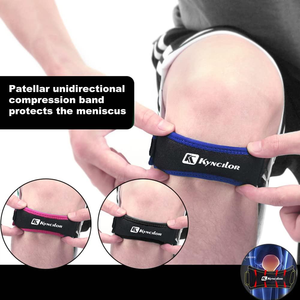 Qunan Qunan Case Pa Adjustable Knee Patellar Tendon Port Band wi Knee Port Port Pad for Outdoor Sports Blue