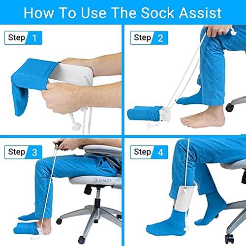 DIALDRCARE DIALDRCARE Sock Slider - The Easy on, Easy off Sock Aid Kit | Sock Aid Tool for Elderly, Disabled, Pregnant, Diabetics - Pulling Assist Device - Socks Helper (WHITE)