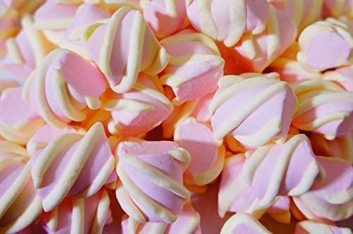 Veganic Veganic Marshmallows Twisted Shape - 175gm (80 Pieces) | Strawberry/Vanilla Flavour | Marshmallow Candy For Kids And Adults