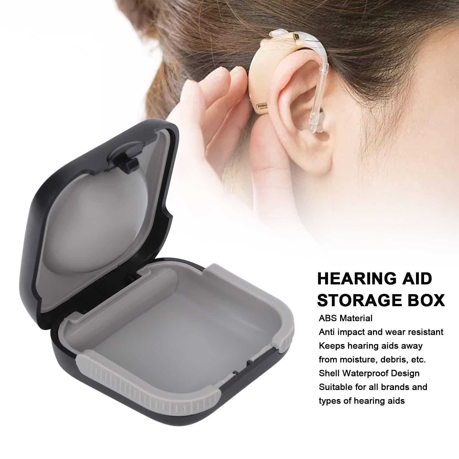 Jimdary CIC Hearing Aid Storage Box, Hearing Aid Case Waterproof Protection Black Impact Resistant for Travel