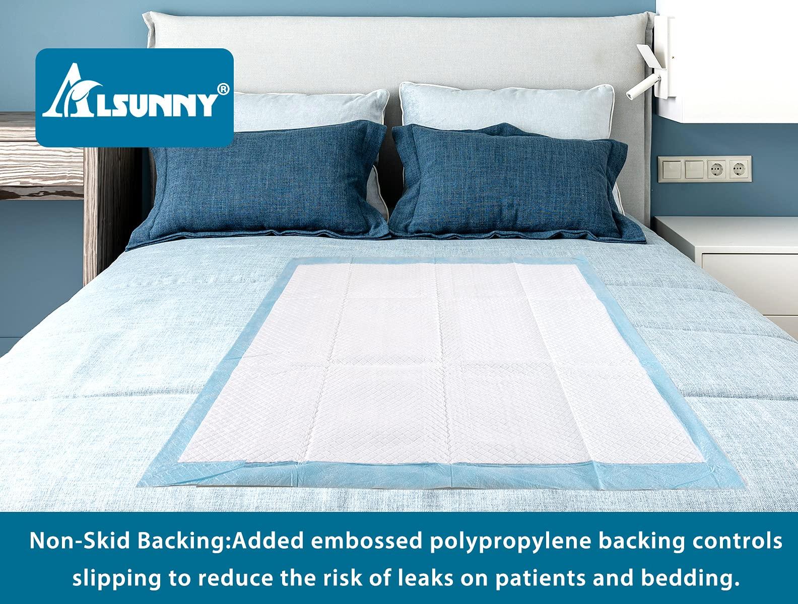 Alsunny Disposable Bed Pads 24"x 36" Non-Slip, Overnight Absorbency,Ultra Absorbent Disposable Underpad Incontinence Bed Pads Disposable for Incontinence, Furniture Protection or Pet Pads Large Size (38/Pack)