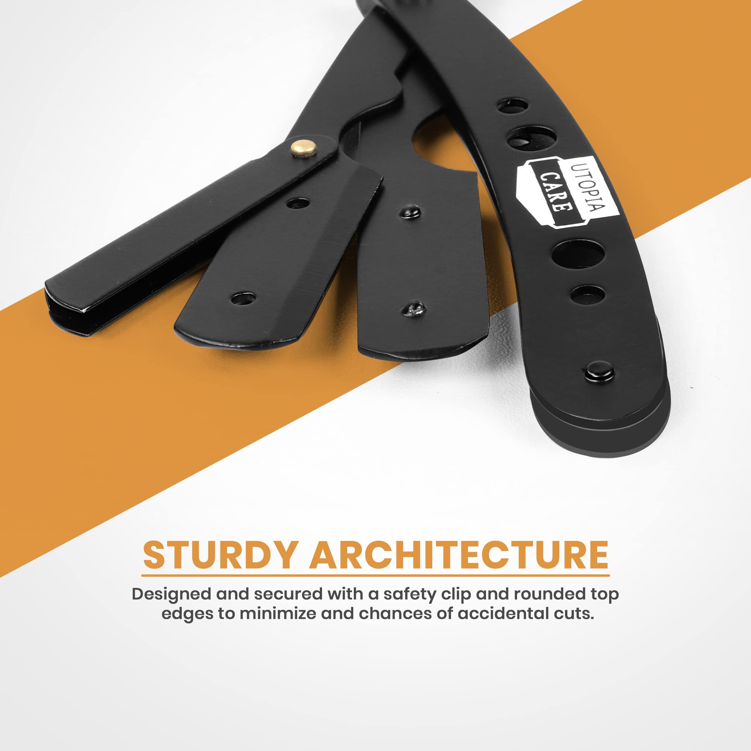 Utopia Care Utopia Care Professional Barber Straight Edge Razor Safety with 100-Pack Lord Blades - 100 Percent Stainless Steel