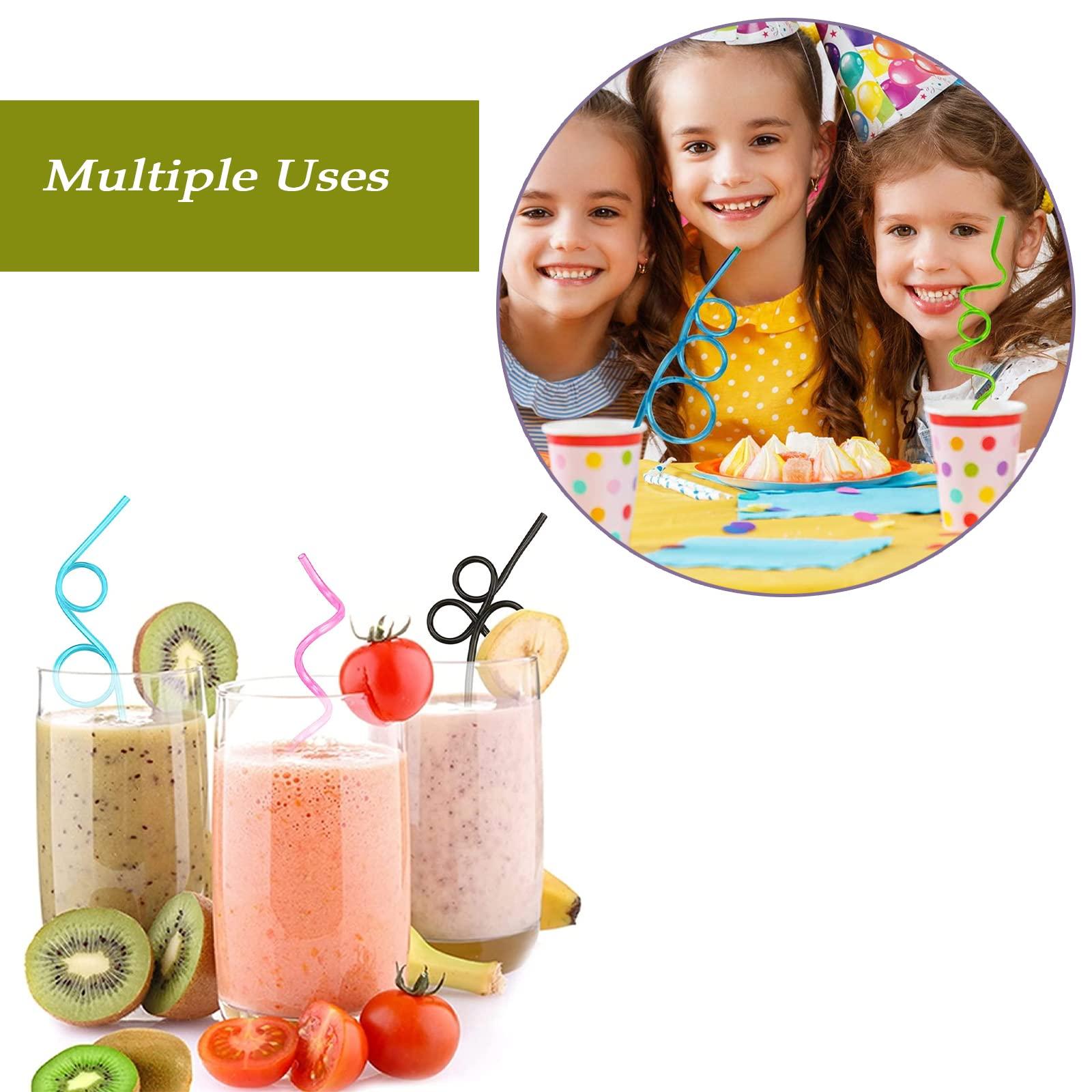 SAFE-O-KID Safe-O-Kid Newly Launched- REUSEABLE Straws for Kids, Funny Twists Drinking Straws for Birthday Parties,Colourful,8 Pcs, Assorted Colours