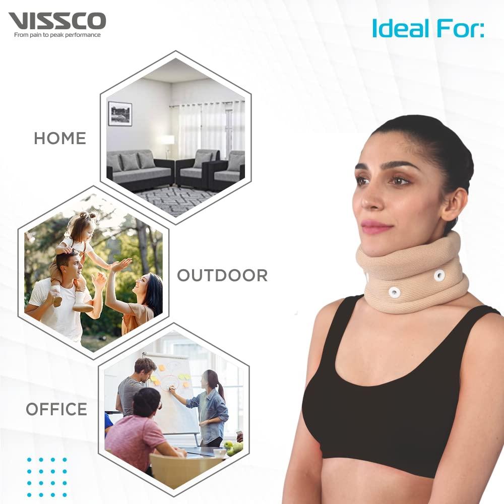 Vissco Vissco Cervical Collar With Chin Support, Neck Support for Stability & Relieves From Neck Pain, Excessive strain on the neck muscles - Small (Beige)