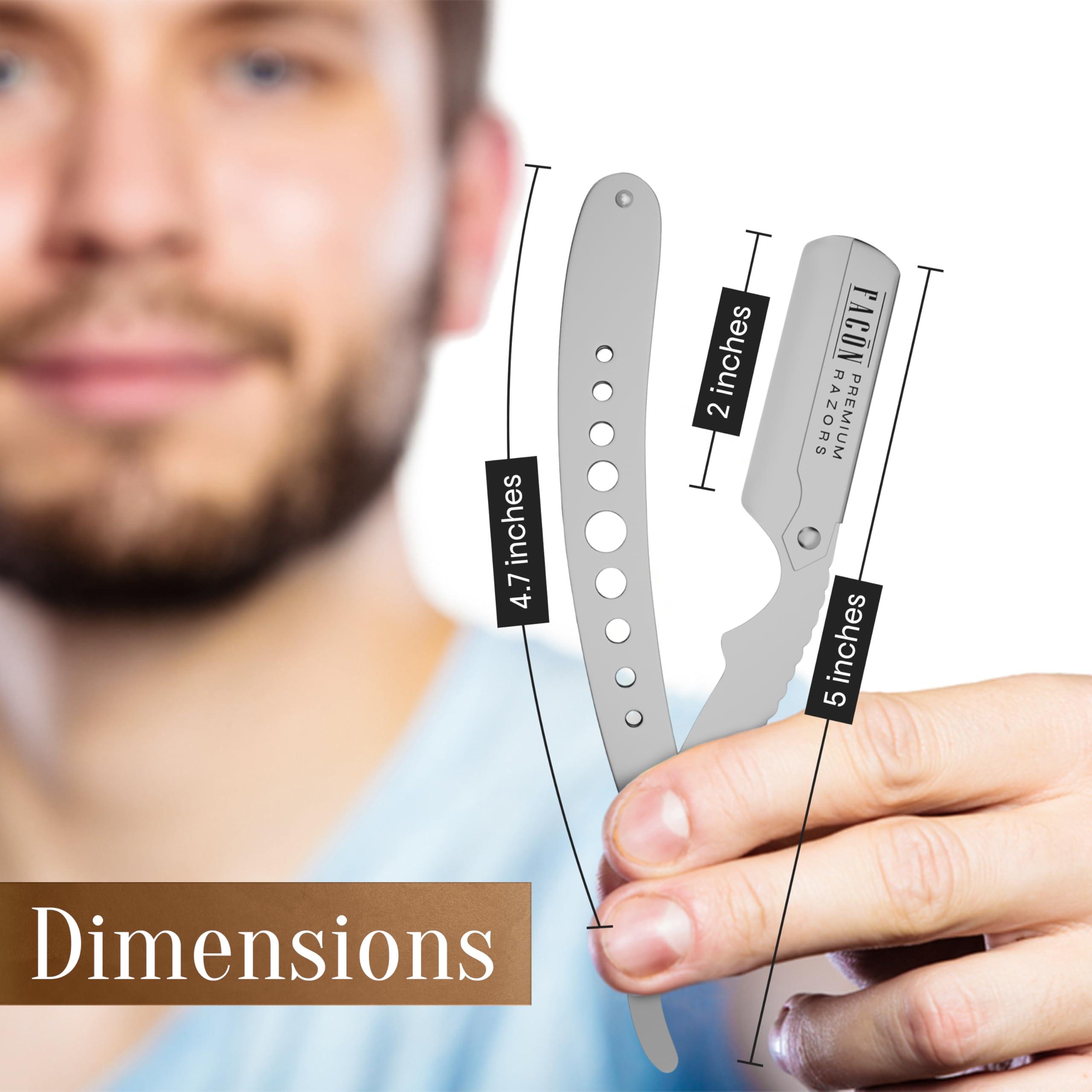 FACON Brown : 1 Seller - Facn Professional Straight Edge Barber Razor/Rasoirs/Rasoi - Salon Quality Cut Throat Shavette - Japanese Stainless Steel - NEW 2017 Model Limited Edition - Includes 5 DE Razor Blades