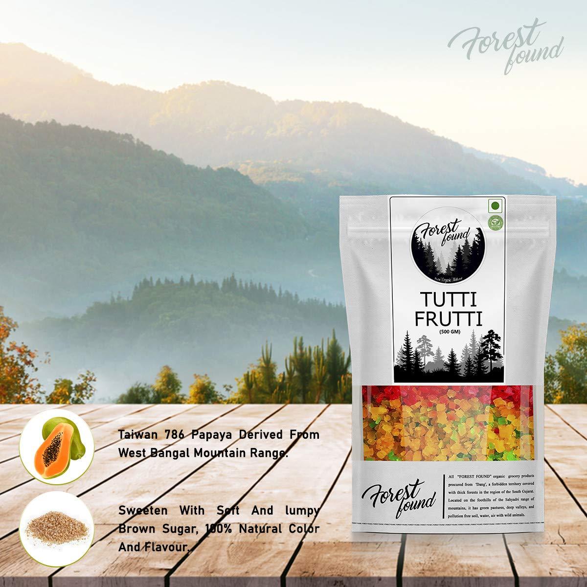 FOREST FOUND Forest Found Fresh Mix Tutti Frutti For Cake Making, Baking, Decoration | Multi Color Cherry Candy Pack (900 gram) | Natural Blend Of Taiwan Organic 786 Papaya & Brown Sugar