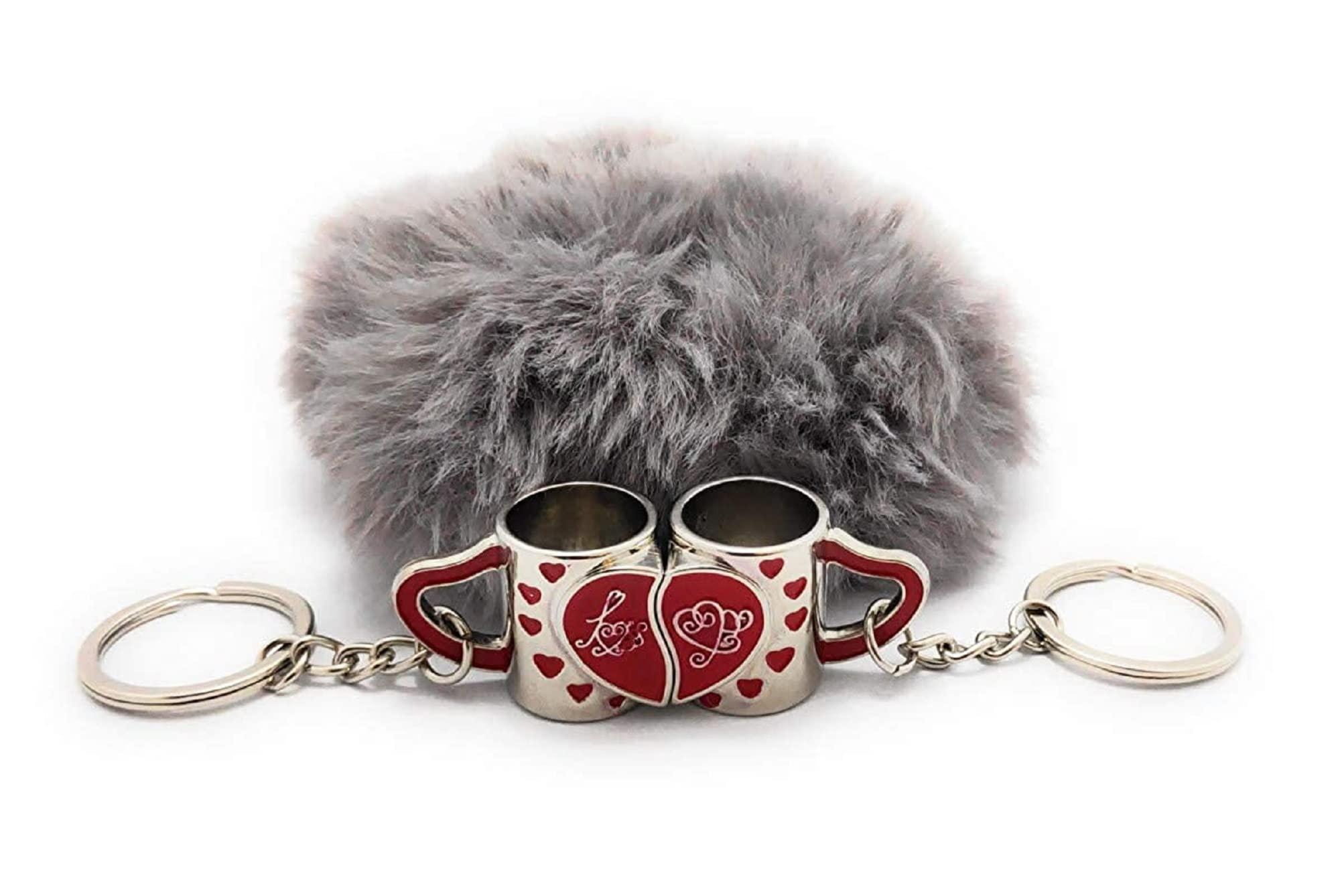 AUGEN AUGEN Premium Couple Mugs Stainless Steel Keychain Metal For Gifting With Key Ring Anti-Rust (Pack Of 1)