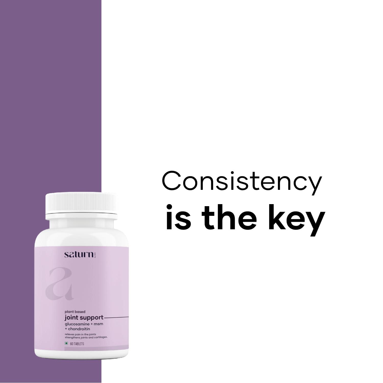 Saturn by GHC Saturn by GHC Plant Based Joint Support Tablet - 60 Tablet (Pack of 1) | With Glucosamine, Chondriotin, MSM Supplements & Herbal Extract for Strengthening Joints