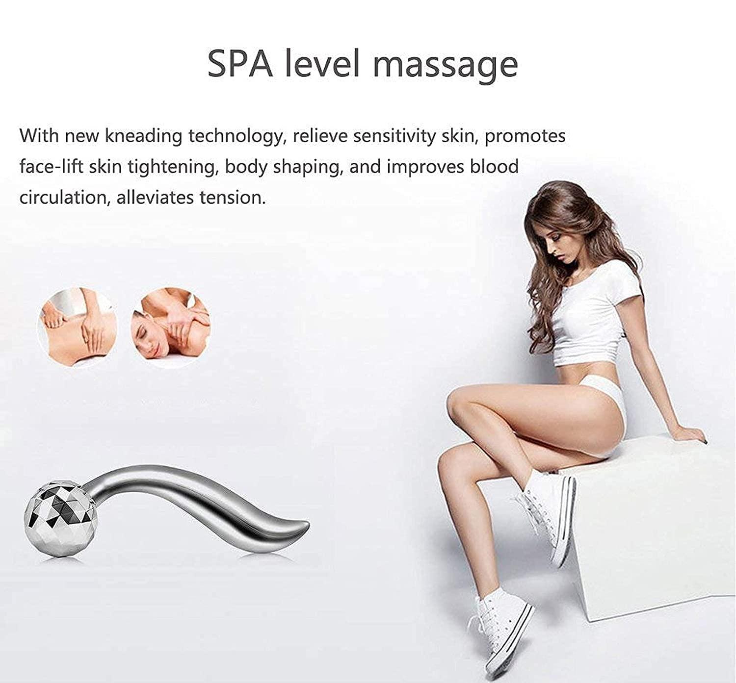 Quickous Body Massager/ 3D Manual Roller Massager/ 360 Rotate Roller Face Body Massager/Skin Lifting/Wrinkle Remover and Facial Massage/Relaxation and Skin Tightening Tool/UniSex (Silver)
