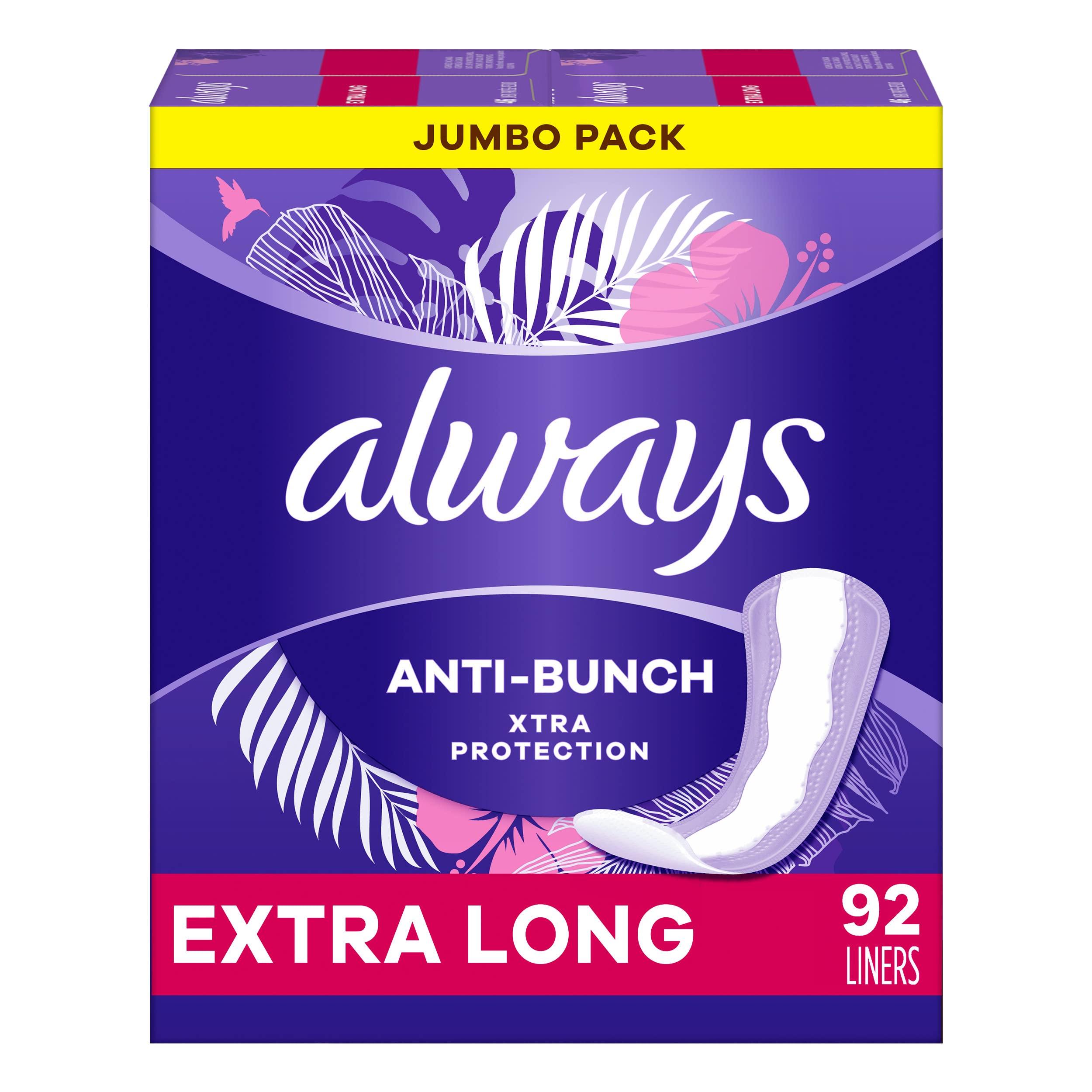 Always Always Dailies Extra Protection Long Liners, 92 Count