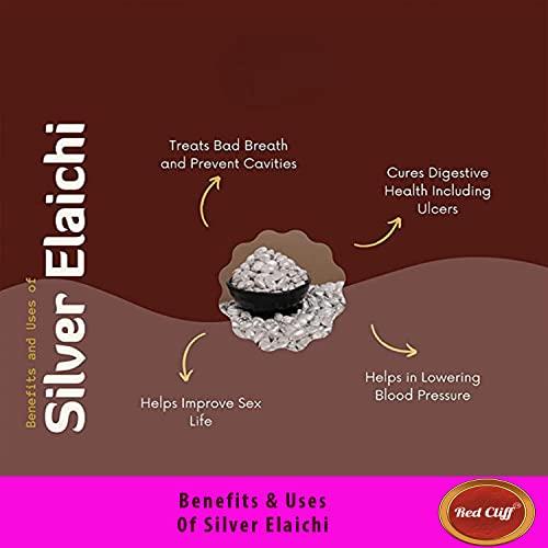 RED CLIFF RED CLIFF Pure Silver Coated Elachi, Silver Varq Coated, Grade A Plus, Helps in Digestion| elaichi Mouth Freshener (200 g) (Silver Elaichi 200g)