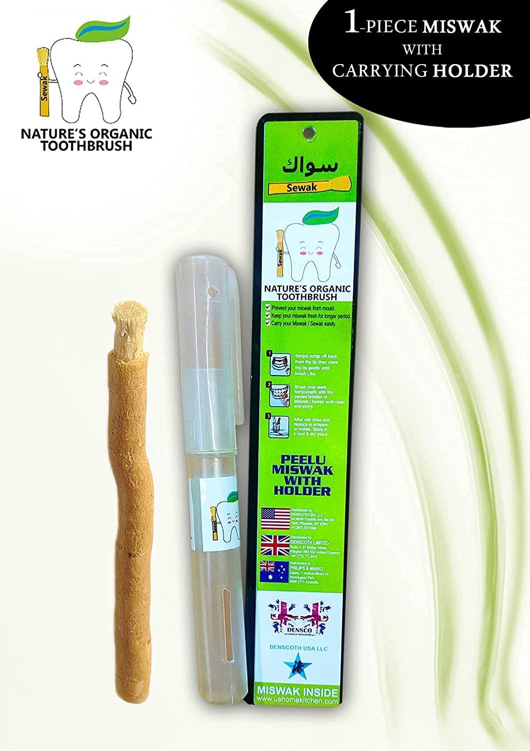 GENDA GENDA Miswak Sticks for Teeth | Sewak Natural Toothbrush | | Siwak Organic Wooden Tooth Brush Oral Teeth Whitener with Holder | Vacuum Sealed