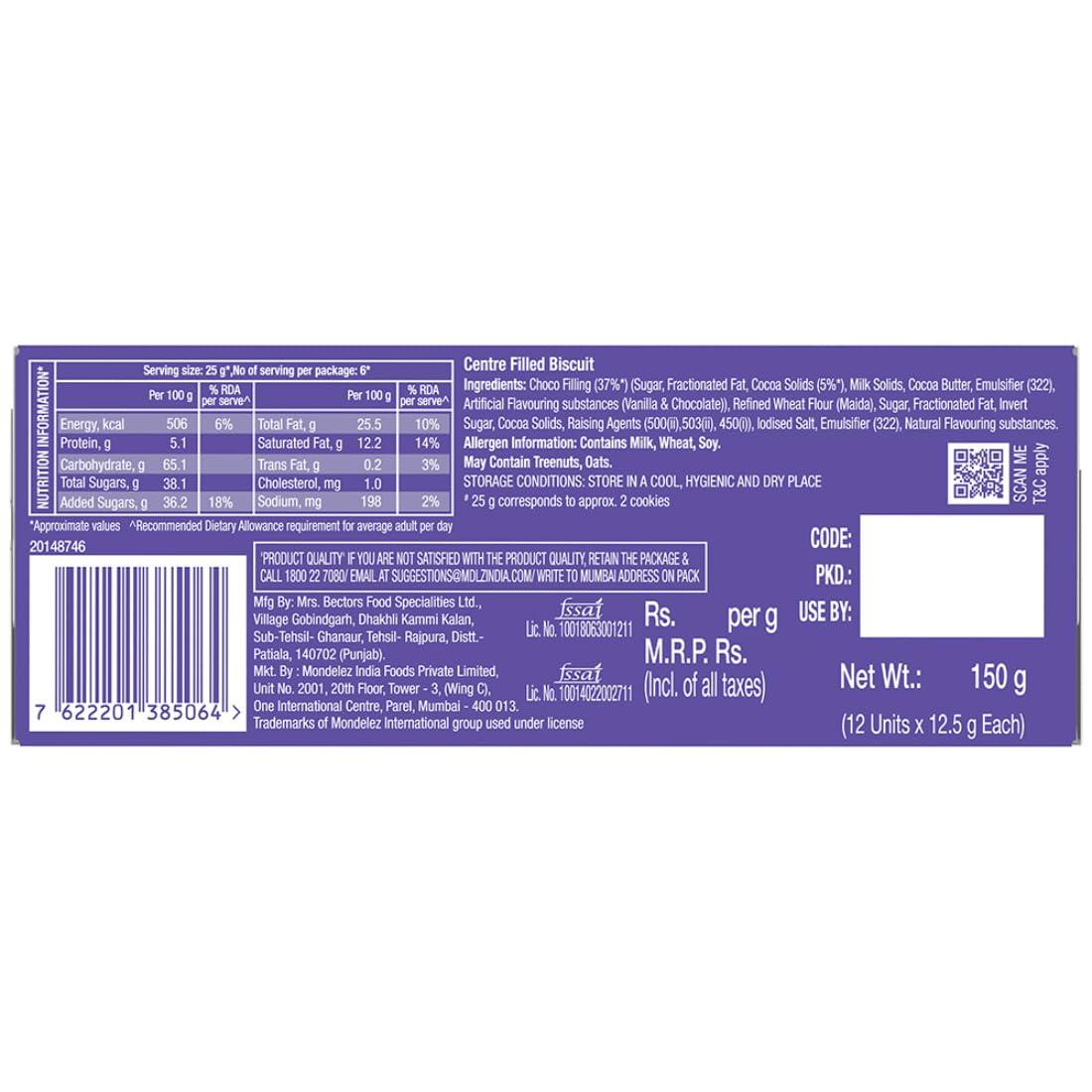 Cadbury Cadbury Chocolate Chocobakes Chocfilled Cookies, 4 X 150 G,600 Grams