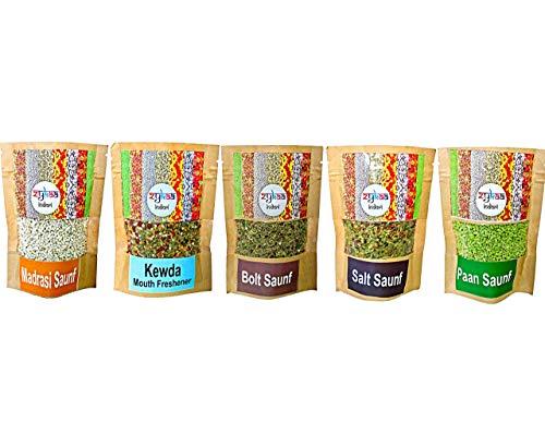 Zykaa Indori Zykaa Indori Combo of Mouth Freshner , Madrasi Saunf , Kewda Mouth Freshner, Bolt Saunf, Paan Saunf and Salt Saunf (5 pkt)