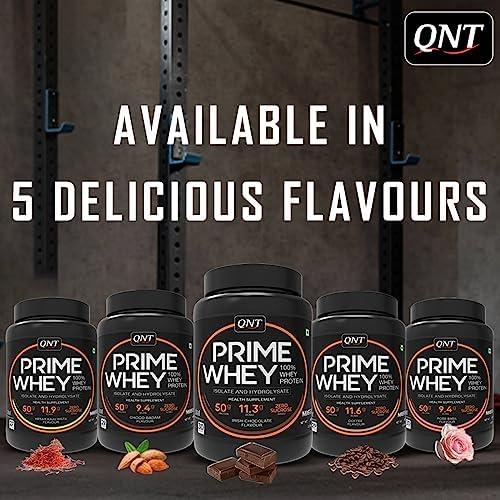 QNT QNT Prime Whey Protein Powder | Kesar Kaju Pista, 1 Kg | Triple Blend of Whey Isolate, Concentrate & Hydrolysate | 25g Protein, 5.9g BCAA per Scoop | Best Whey Protein Powder for Men & Women