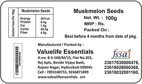 Value Life Valuelife Muskmelon Seeds 100g - Kharbooj magaz - kharbuja beej - Musk Melon Seeds 100g