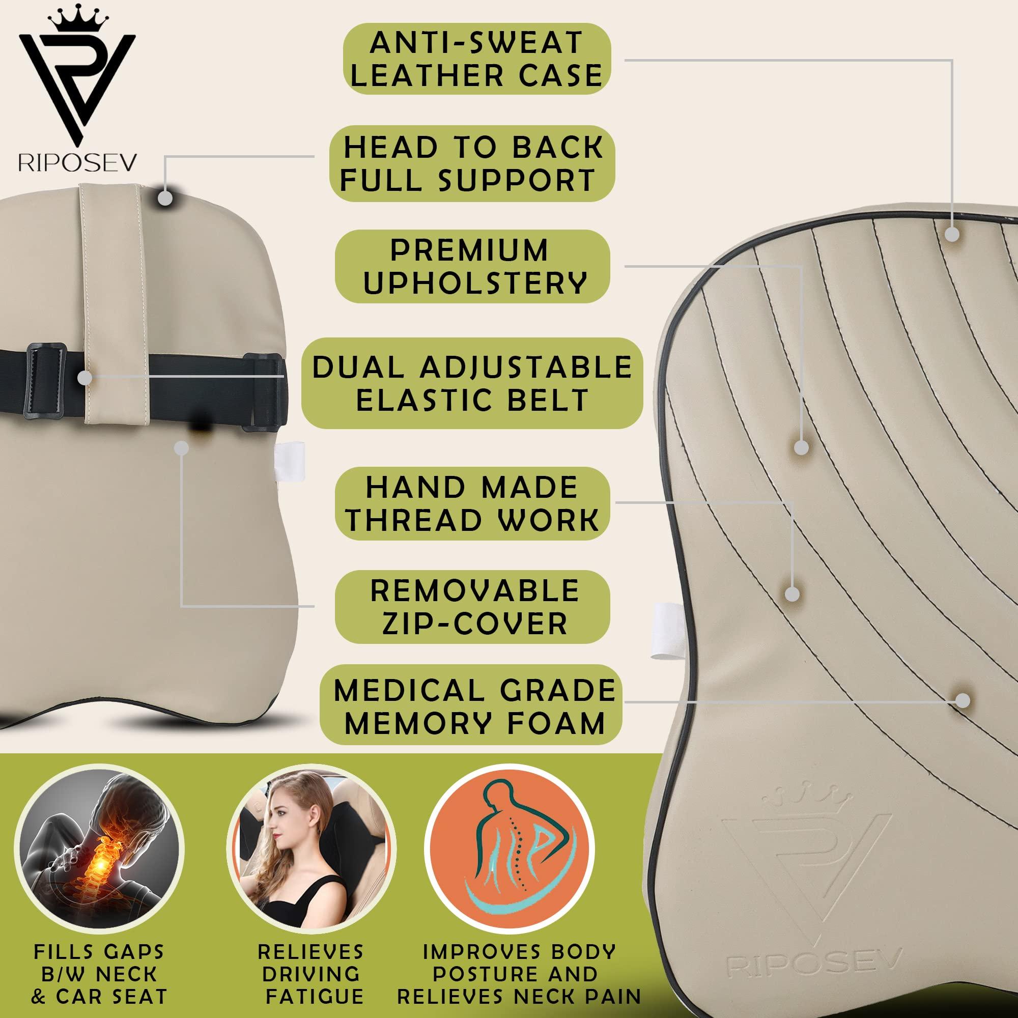 RIPOSEV RIPOSEV DREAMER SITMAX Orthopedic Full Lumbar Support for Chair & Car Seat Backrest Cushion for Back Pain Relief - Back Rest Support Back Support Pillow Memory Foam Cushion(Royal Beigh)