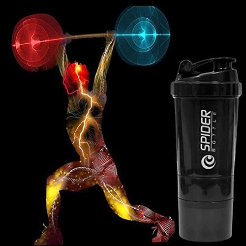 TRUE INDIAN TRUE INDIAN Gym Shaker/100% Leakproof Guarantee Sipper Bottle Ideal for Protein Carry Bottle/Gym Shaker Bottle & Water Bottle for Gym |Gym Shaker (Pack of 2- Shaker with Whey) (Black)