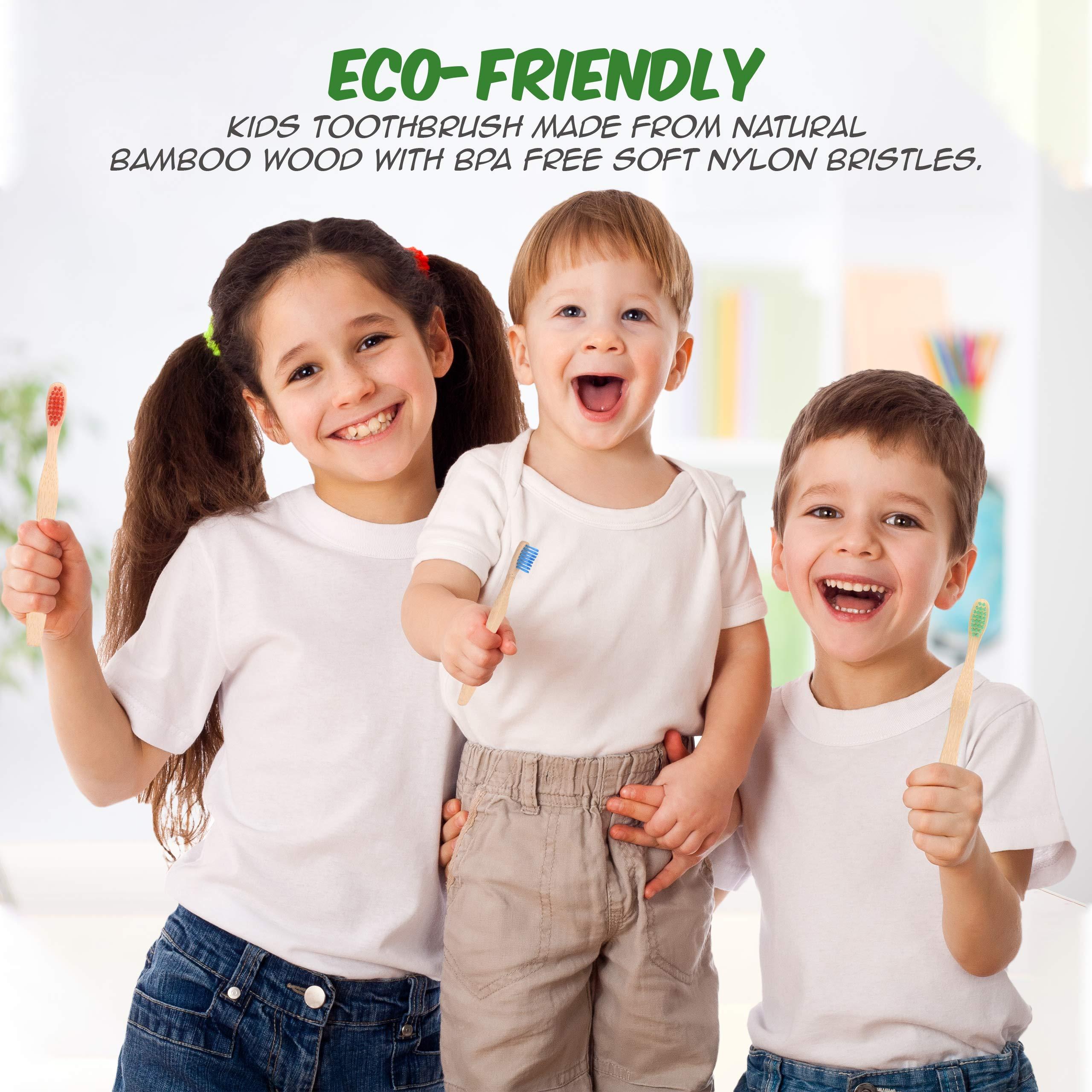 Little FootPrint Kids Bamboo Toothbrushes - 12 Pack |BPA Free Soft Bristles Toothbrushes | Eco-Friendly, Natural Bamboo Toothbrush Set | Biodegradable, Compostable, Wooden Eco Friendly by Little Footprint