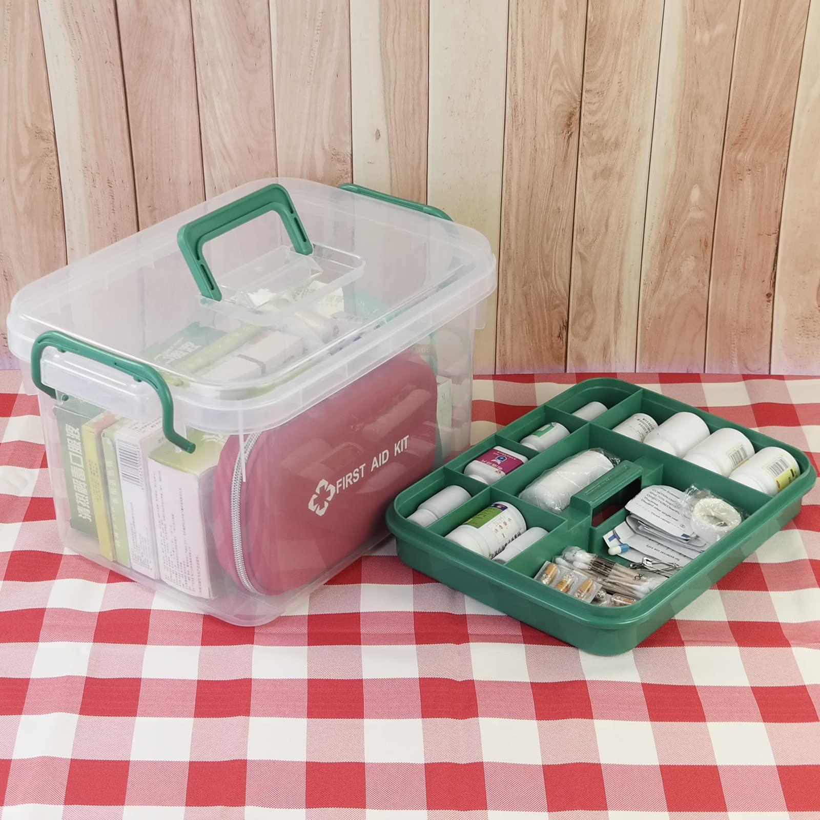 Idomy Idomy Plastic Lockable Medication Box, Small Family First Aid Box, Medicine Lock Organizer, Clear