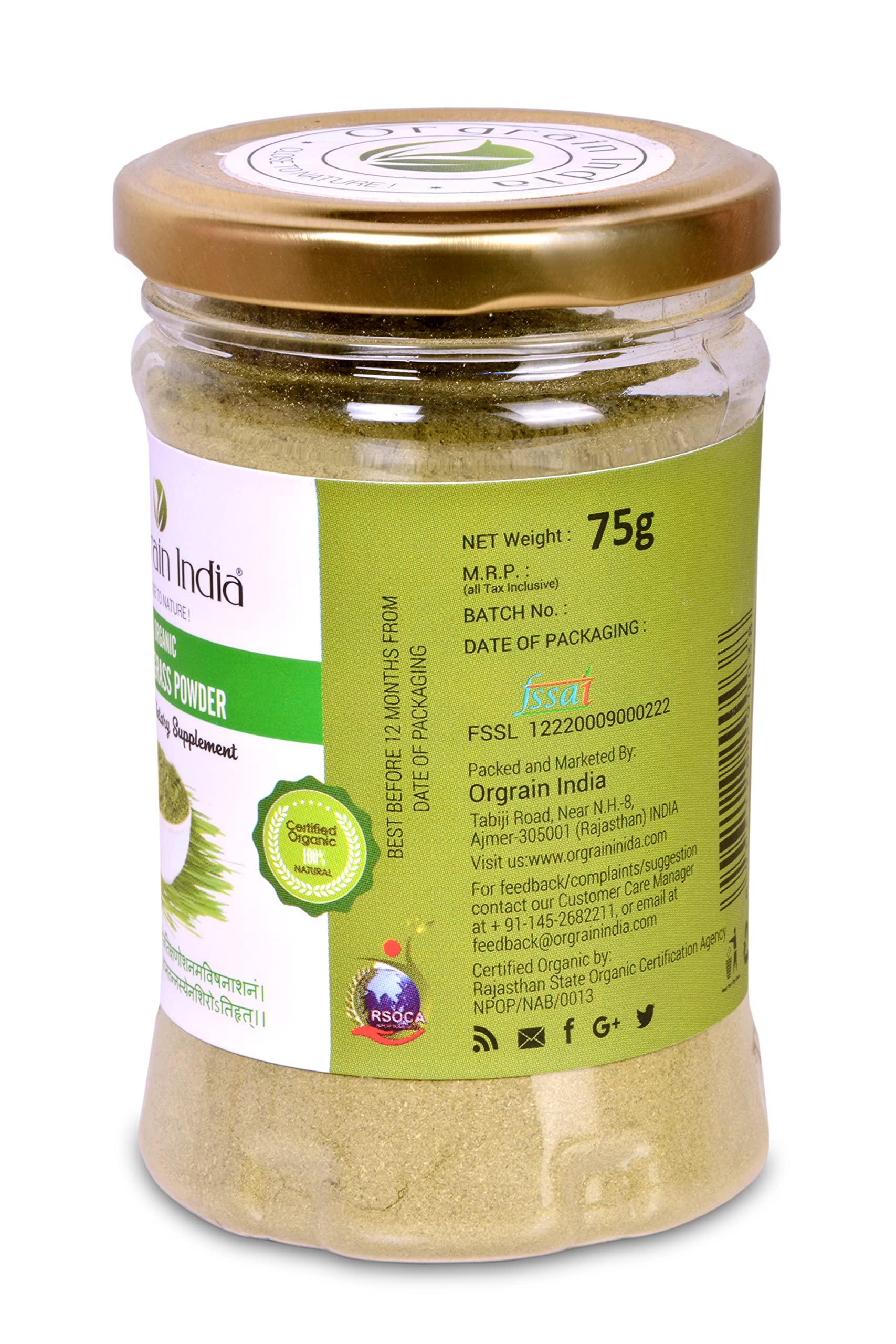 Orgrain India Orgrain India Organic Wheatgrass Powder 225g (Pack of 3 * 75g) | Company-Owned Farmlands