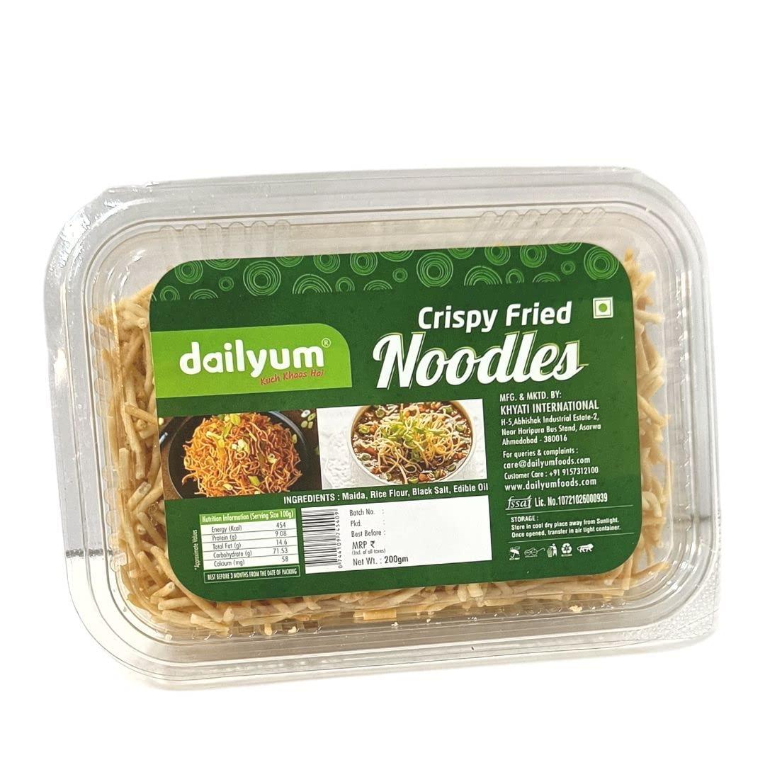 dailyum Dailyum Crispy Fried Noodles + Jain Instant Soup Box-Tomato and Manchow| 8 Single Serve Sachets,12g Each| Sip-A-Soup| Natural | No MSG | Pack of 3 Box