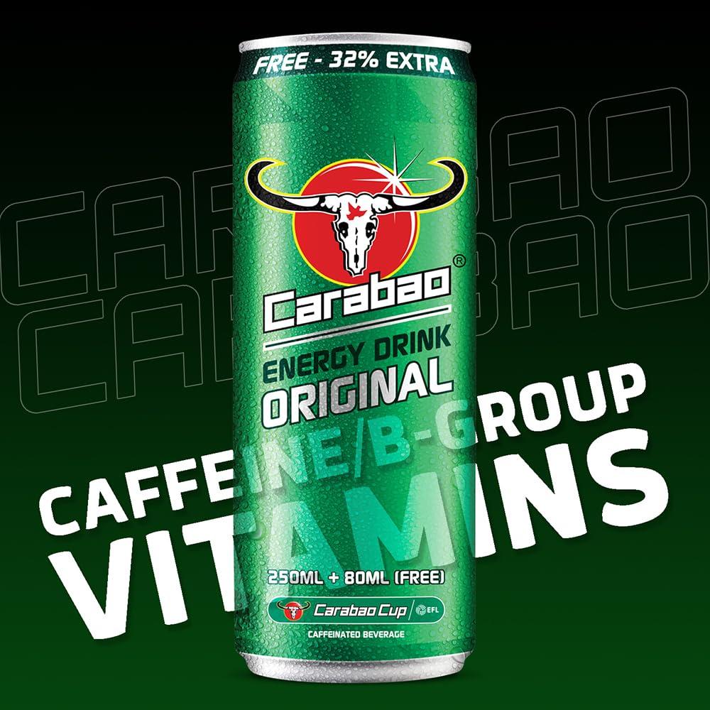 Carabao Carabao Energy Drink, Original (6 x 330ml Cans) - Infused with Caffeine, Vitamin B6 & B12, Carbonated Water, and Energy Boosting Formula (Pack of 6)