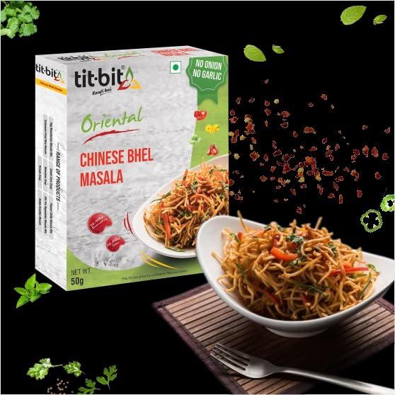 Tit-Bit Tit-Bit Oriental-NONG-Combo Paneer Chilly Masala Mix-2 Packets, Hakka Noodles Masala Mix-2 Packets, Chinese Bhel Masala Mix-2 Packets (Pack of 6-300gm)