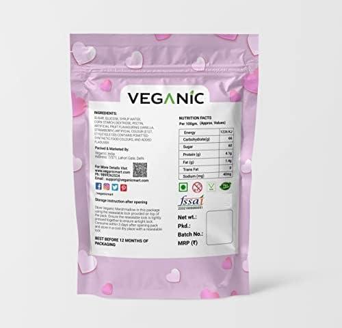 Veganic Veganic Marshmallows Pure Veg 50 Pieces Heart Shape Strawberry Vanilla Flavour Pink White Marshmallow Candy Soft And Tasty Candy Perfect For Kids Adults 100gm