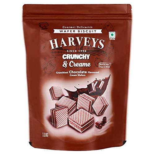 Harveys Harveys Crunchy & Creame Premium Wafer Pouch | Chocolate, Vanilla, Strawberry & Orange Flavours | Pack of 4 | 110 gm x 4