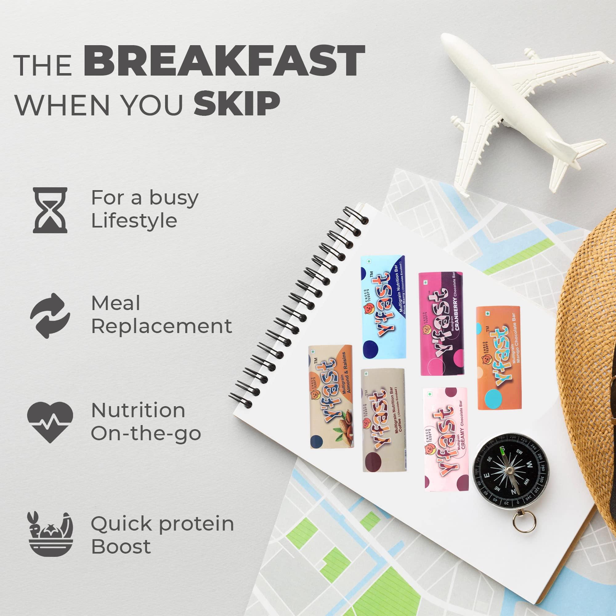 CHOCO TEDDY'S Choco Teddy\'s YFast Bars (10 Choco Bars) Multigrain Chocolate Bar Pack of 10-550 g (Cranberry)