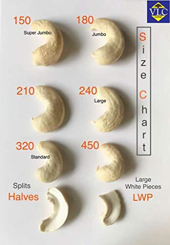 VLC Natural Unroasted Premium Large Size Cashews W240 Grade 250gms