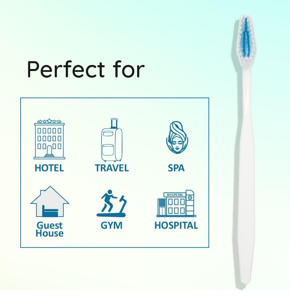 Old Tree Old Tree Bulk Hotel Toothbrush Set (500 Pcs, White) Perfect for Hotel Accessories | Hotel Amenities | Guest House Kit | Toiletries Kit | Clubs | Hotel |Travel Use | White Toothbrushes (Without Cover)