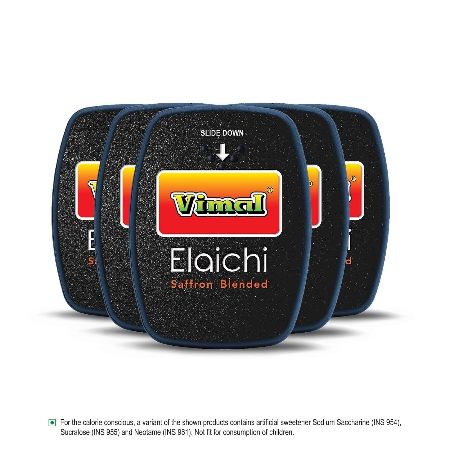 Vimal VIMAL Elaichi Saffron Blended | Pack Of 5 Cassettes (5.75Gram X 5) | Premium | Elaichi Dana | Fresh Breath | Silver Cardamom| Mouth Freshener | Pure Cardamom Pearls