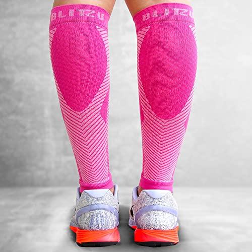 BLITZU BLITZU Calf Compression Sleeve Leg Performance Support Shin Splint & Calf Pain Relief. Men Women Runners Guards Sleeves Running. Improves Circulation Recovery