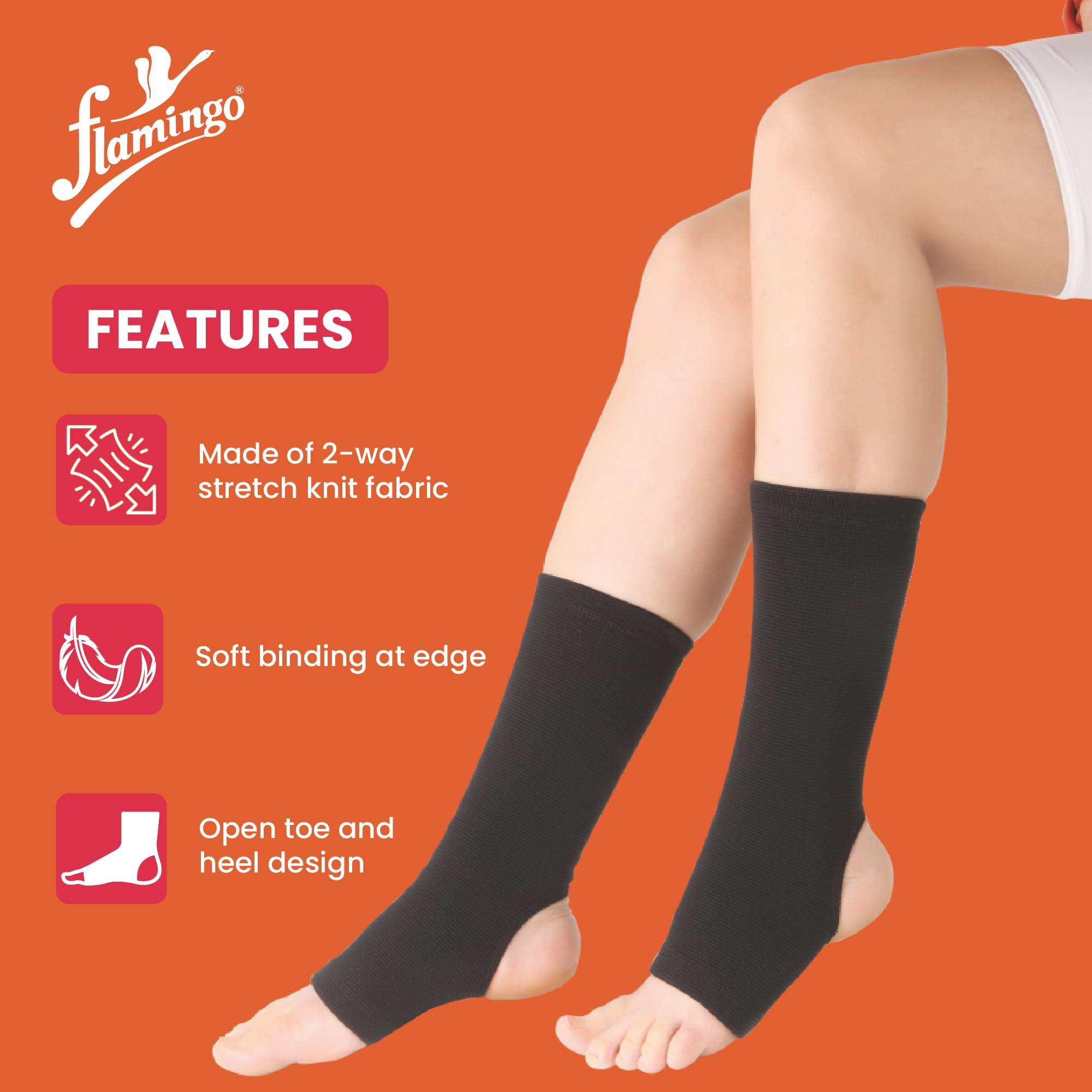 Flamingo Flamingo Anklet Ankle Support Compression Brace for Sprained Ankle, Achilles Tendon, Plantar Fasciitis, Arthritic Pain | Ankle Band Pain Relief Recovery For Men & Women (Pair) | Color-Black | Size-XL