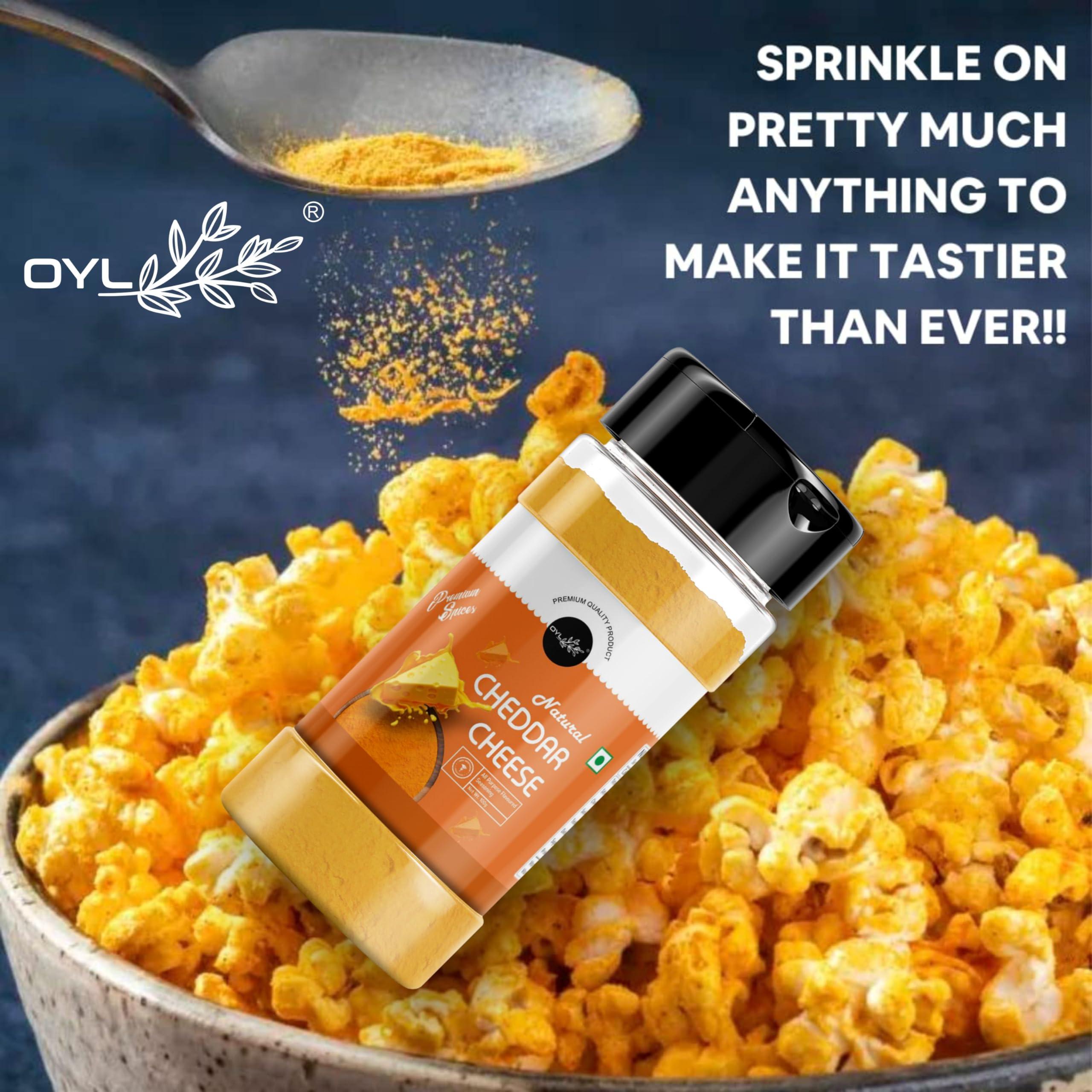 OYL OYL - Popcorn Seasoning Powder Combo Cheddar Cheese, Sour Cream & Onion, Tomato Cheese & Butter Onion Powder For Make Delicious Cheese-Flavoured & Multipurpose Seasoning - 500G (100G Each Pack Of 5)