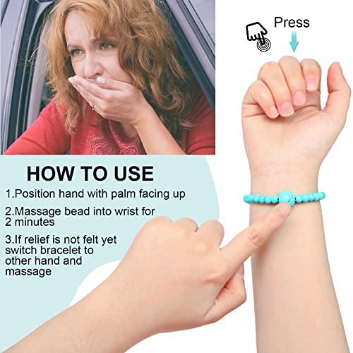 Sureio 6 Pieces Anti Nausea Wristband Adjustable Motion Sickness Bracelet Morning Sickness Sea Bands for Pregnancy Acupressure Seasickness Wristband for Kids Adults Nausea Car Sickness Travel Sickness