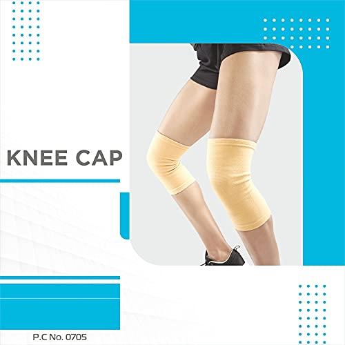 Vissco Vissco Tubular Elastic Knee Cap, Knee Support to provide Knee Pain Relief, Knee Cap For Sports, Football, Cricket, Walking And Workout (IN PAIR) - Small (Beige)