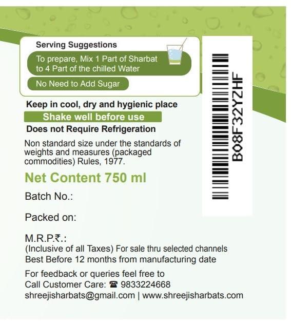 SHREEJI SHREEJI Green Apple Syrup Mix with Water for Making Juice Pet Bottle, 750