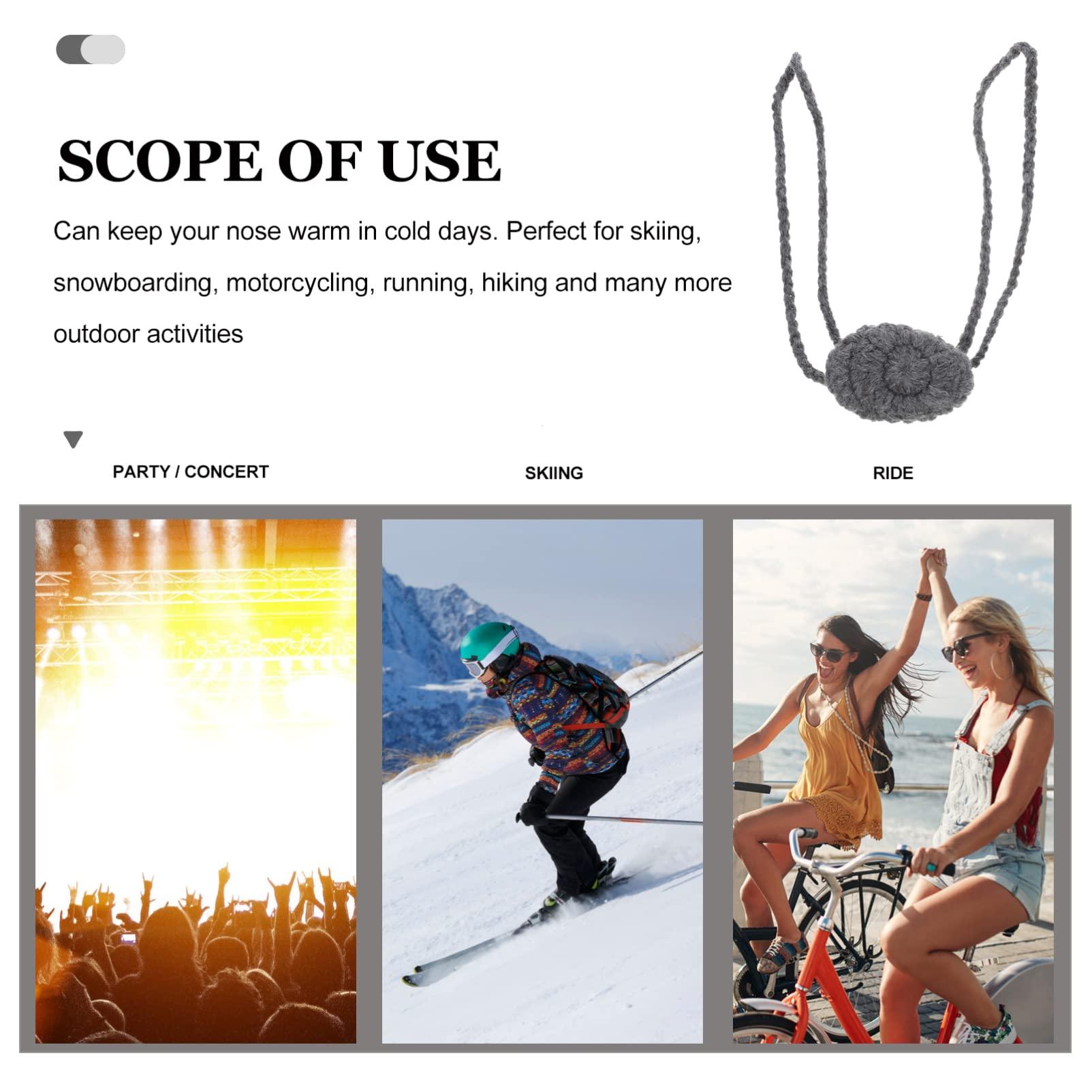 HEALLILY HEALLILY Crochet Nose Warmer - Hand Made Wool Weaving Nasal Mask Keep Your Nose Warm Antifreeze Breathable Nose Mask (Grey)