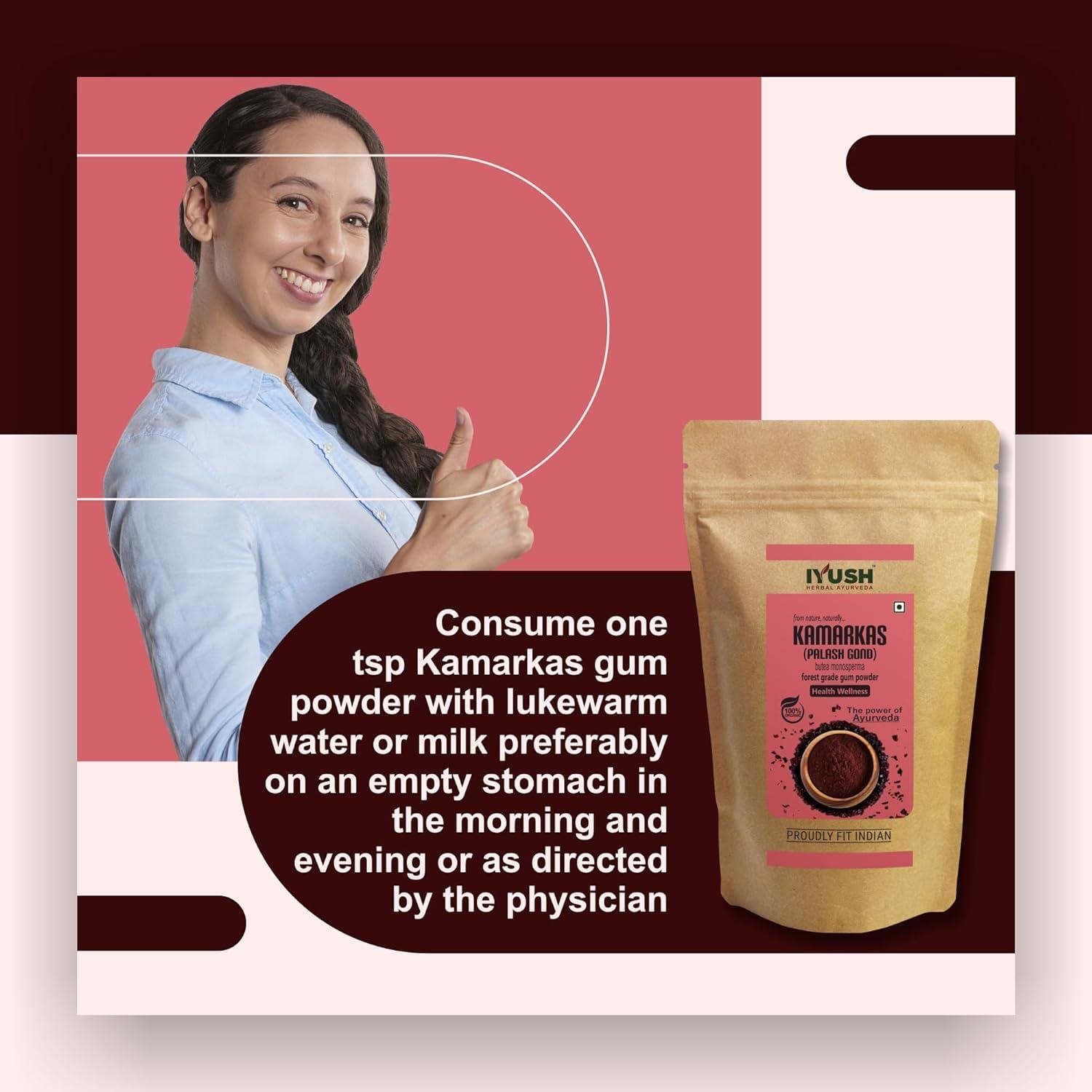 IYUSH IYUSH Herbal Ayurveda Kamarkas Powder | Kamarkas Gondh | Kamarkas Gum | Kamar Kas | Palash Gond Powder | Kamar Kass | Butea Monosperma | 900gm