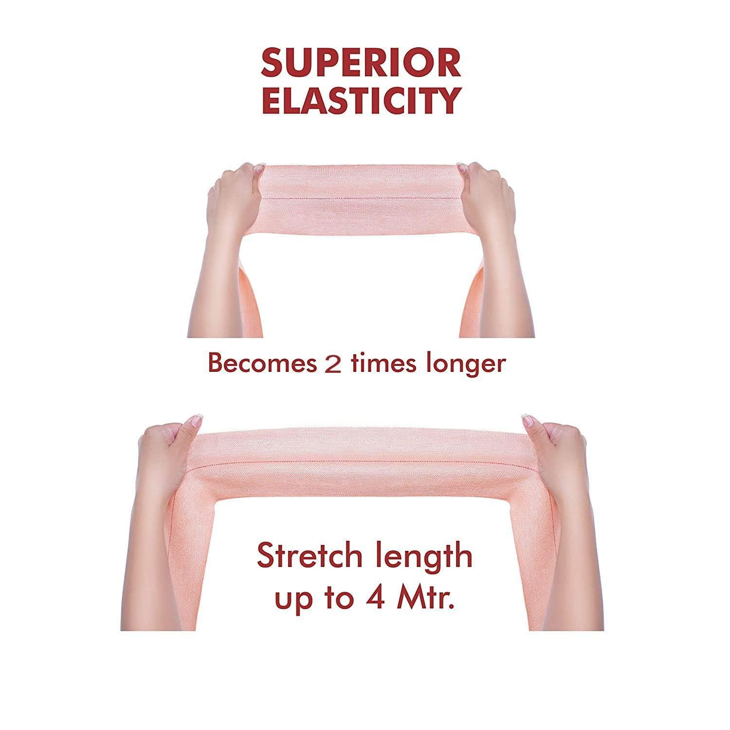 RARE OCEANS RARE OCEANS Elastic Crepe Bandage Width 6cm X 4m Stretched Length Elastic Garam Patti for Wrist/Knee/Ankle/Thigh/Hand/Leg (Pack of 2) With Extra Clips Code6A2