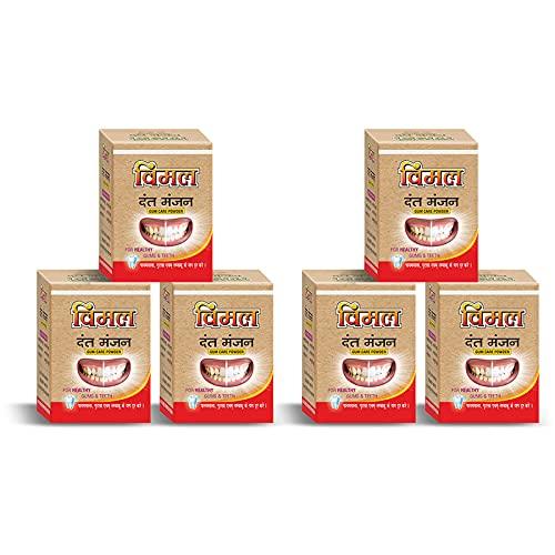 Kisra Kisra Vimal Teeth Whitening Powder - Enamel Safe & Fresh Breath, Teeth Whitener - Suitable for Sensitive Teeth - Mint Flavor 25gm (Pack Of 6)