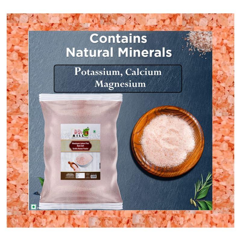 90\'s MILL 90\'s MILL Ekadashi Fast Upwaas Upwas Vrat Ke Liye Salt | Himalayan Pink Rock Salt Powder | Saindhava Lavana Sendha loon namak with Natural Trace Minerals-1900GM*2Pack