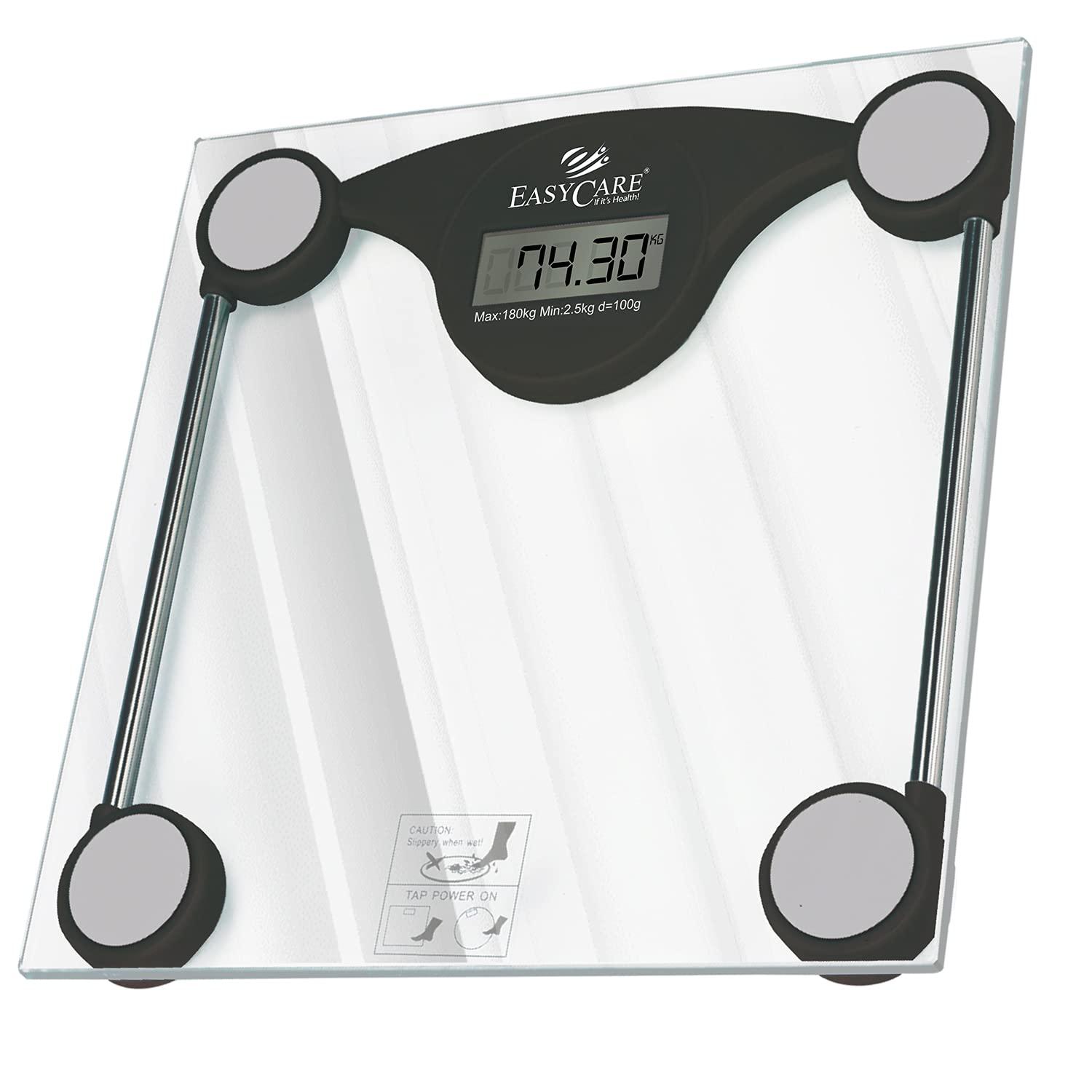 EASYCARE EASYCARE (German Tech.) Digital Glass Weighing Scale, Personal Weighing Scale for Body Weight, Electronic Bathroom Scale with Step-on Technology